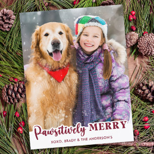 Cartão Postal De Festividades Feliz Pawsitivamente Personalizada Pet Photo Dog L