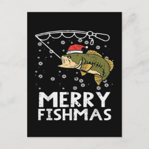 Cartão Postal De Festividades Feliz Peixesnatal Peixes Pescaria Natal