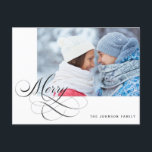 Cartão Postal De Festividades Feliz Personalizada de Script de Caligrafia Fotogr<br><div class="desc">A design apresenta feliz em script de caligrafia. Personalize este cartão adicionando sua foto e detalhes.</div>