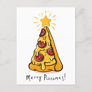 Cartão Postal De Festividades Feliz Pizzamas - Uma fatia festiva de alegria!