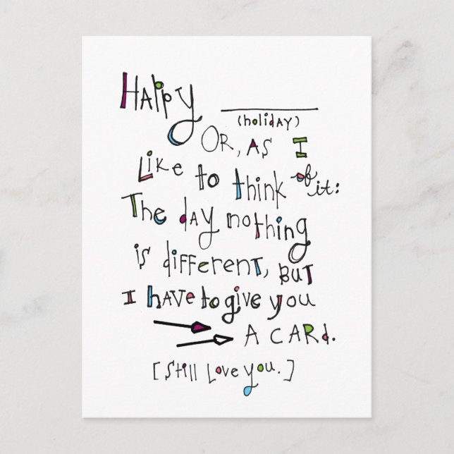 Cartão Postal De Festividades Feliz (qualquer feriado) (Frente)