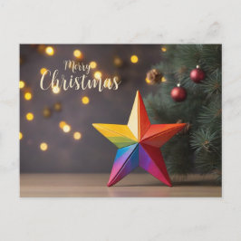 Cartão Postal De Festividades Feliz Rainbow Colorir Estrela de Natal