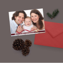 Cartão Postal De Festividades Feliz Reindeer de Natal e Bloquear Texto com Foto