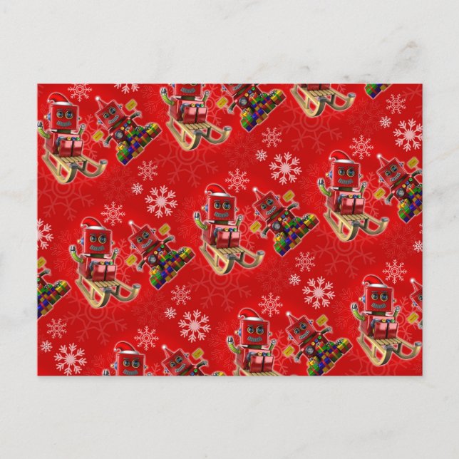 Cartão Postal De Festividades Feliz robô de brinquedo de natal (Frente)