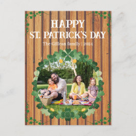 Cartão Postal De Festividades Feliz Rua. Dia de Patrick Shamrocks Família uma fo