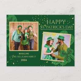 Cartão Postal De Festividades Feliz Rua. Dia de Patrick Shamrocks Família uma fo