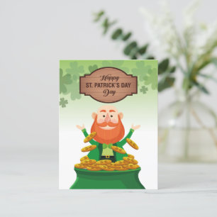 Cartão Postal De Festividades Feliz Rua do Dia do Patrick Leprechaun