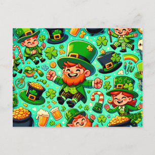 Cartão Postal De Festividades Feliz Rua do Dia do Patrick Leprechaun