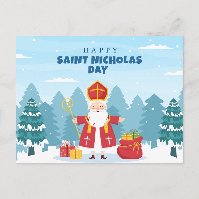 Cartão Postal De Festividades Feliz Santo Nicholas Day Gifts (Frente)