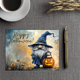 Cartão Postal De Festividades Feliz truque de Halloween ou trate Gnome