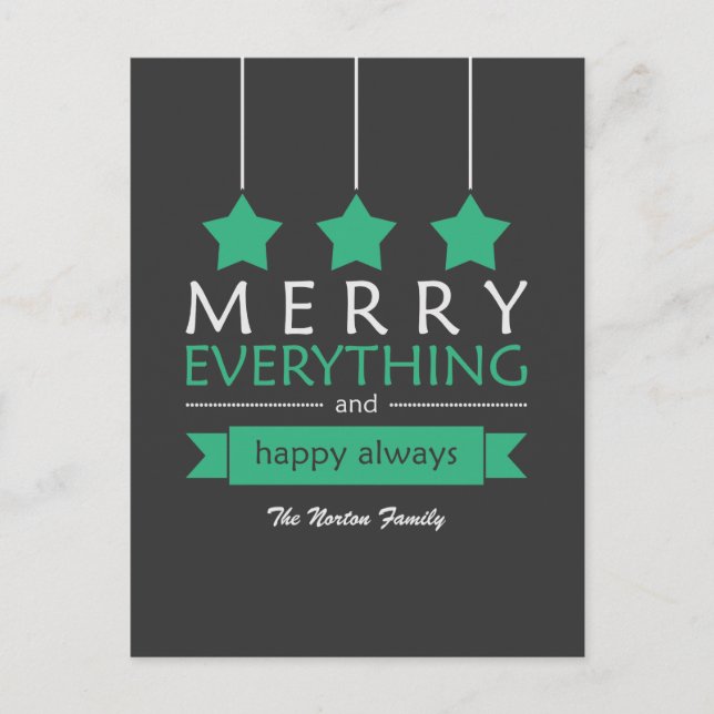 Cartão Postal De Festividades Feliz Verde Tudo Feriado (Frente)