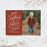 Cartão Postal De Festividades Feliz Vermelha Tudo e Foto Sempre Feliz<br><div class="desc">Feliz tudo, e feliz sempre! Envie cartões de natal quentes para a família e amigos com este cartão postal de feriado personalizável. Apresenta caligrafia festiva moderna. Personalize este cartão postal de feriado fotográfico adicionando os seus próprios detalhes. Este cartão postal de férias moderno está disponível em outros estoques de cartão....</div>