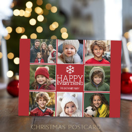 Cartão Postal De Festividades Feliz Vermelho - colagem moderna de 8 fotos