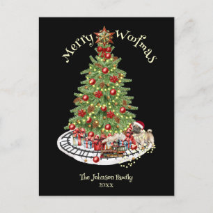Cartão Postal De Festividades Feliz Woofmas Design de Cachorro - Pug