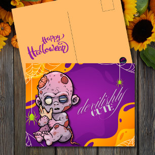 Cartão Postal De Festividades Feliz Zombie Bebê Halloween
