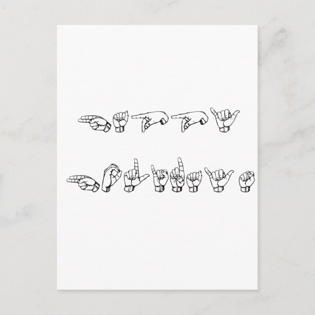 Cartão Postal De Festividades Felizes Feriados em Linguagem de Sinais (Frente)