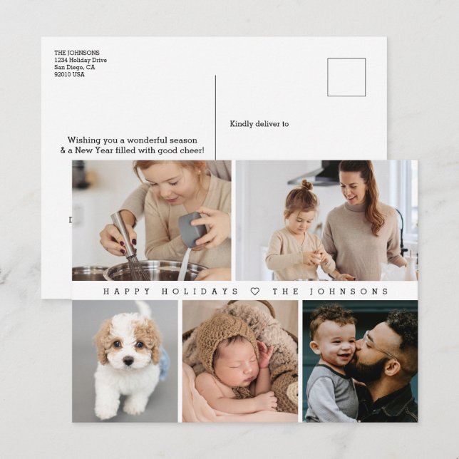 Cartão Postal De Festividades Felizes Feriados Memórias de Fotografias da Famíli (Frente/Verso)