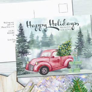 Cartão Postal De Festividades Felizes Feriados Nova Floresta de Caminhões Verme
