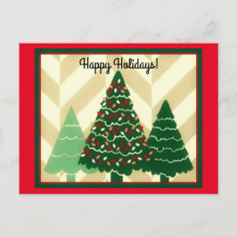 Cartão Postal De Festividades Felizes Feriados Três Árvores
