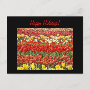 Cartão Postal De Festividades Felizes Festas! cartões-postais Flores Tulipa Verm