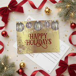 Cartão Postal De Festividades Felizes Festas de Natal Douradas Festivas