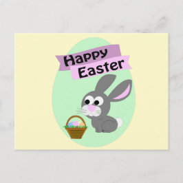 Cartão Postal De Festividades Felz pascoa! Cinza Bunny