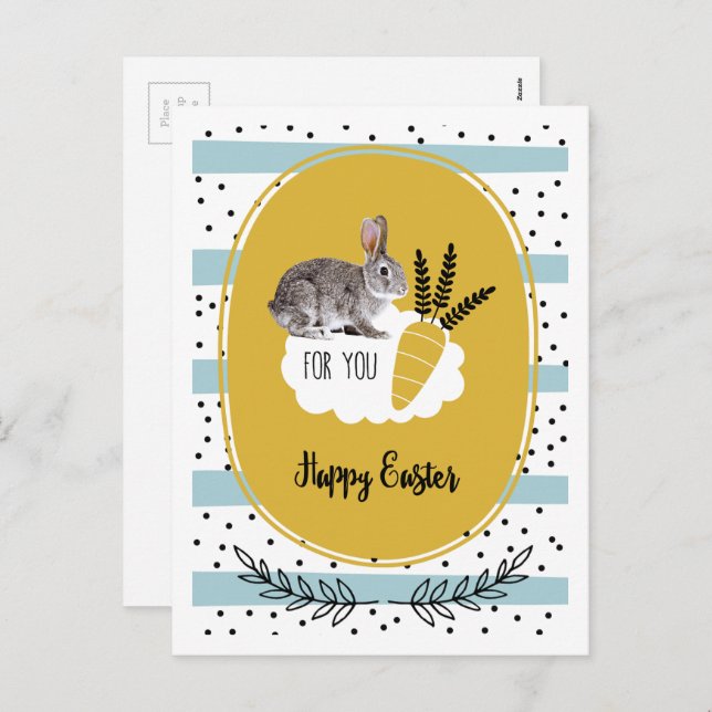 Cartão Postal De Festividades Felz pascoa. Coelho da Páscoa (Frente/Verso)