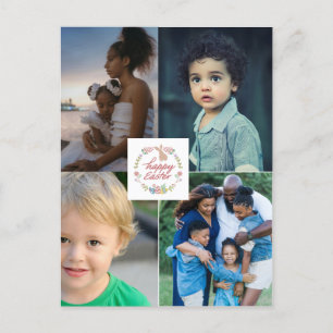 Cartão Postal De Festividades Felz pascoa de Colagem de Fotografias Personalizad