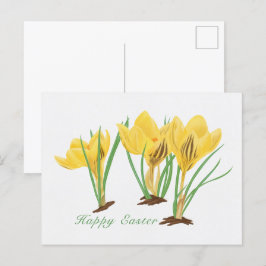 Cartão Postal De Festividades Felz pascoa de Flores de Croco Amarelo Vibrante