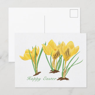 Cartão Postal De Festividades Felz pascoa de Flores de Croco Amarelo Vibrante