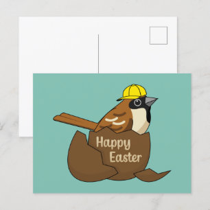 Cartão Postal De Festividades Felz pascoa de Ovos de Chocolate de Grama