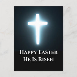 Cartão Postal De Festividades Felz pascoa Ele é Risen White Light Cross