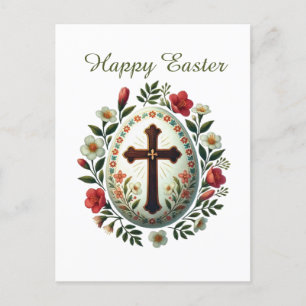 Cartão Postal De Festividades Felz pascoa Elegante Flores cruzadas