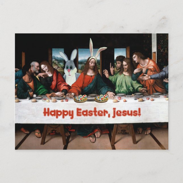 Cartão Postal De Festividades Felz pascoa, Jesus! Cartão-postal de Páscoa engraç (Frente)