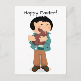 Cartão Postal De Festividades Felz pascoa Nibbling Boy