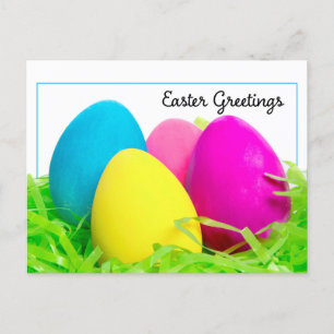 Cartão Postal De Festividades Felz pascoa Para Qualquer Ovo Colorido Fotografia