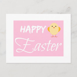 Cartão Postal De Festividades Felz pascoa Pequeno Pintinho Branco