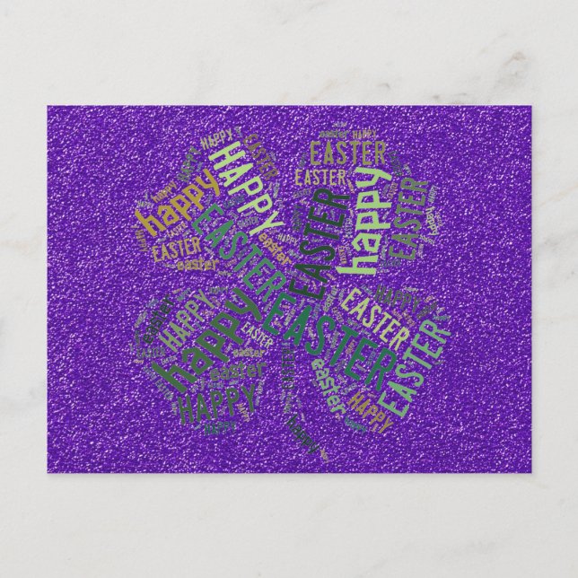 Cartão Postal De Festividades Felz pascoa Verde Roxo-Brilhante Com Quatro Folhas (Frente)