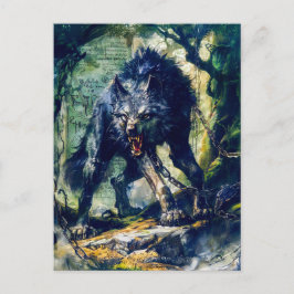 Cartão Postal De Festividades Fenrir Wolf Encadeado em Cena Mística