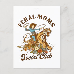 Cartão Postal De Festividades Feral Mãe Social Club Funny Retro Boho Cowgirl
