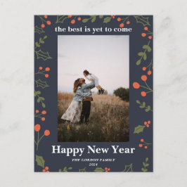 Cartão Postal De Festividades Feriado Botânico de Ano Novo Holly Moderno