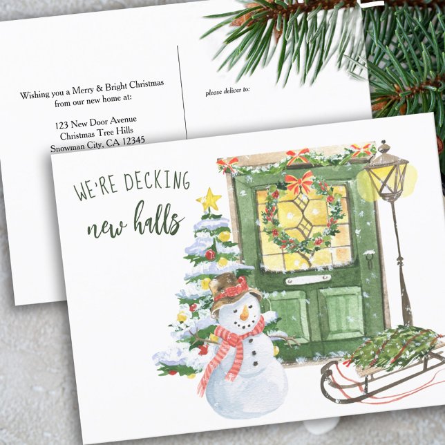 Cartão Postal De Festividades Feriado da Porta de Natal em Decking New Halls (Criador carregado)