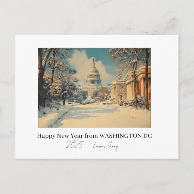 Cartão Postal De Festividades Feriado de Ano Novo Personalizado em Washington DC (Frente)