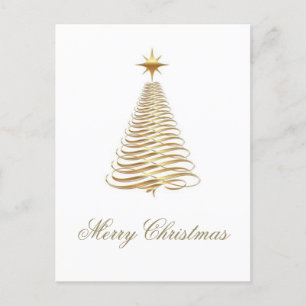 Cartão Postal De Festividades Feriado de Árvore de Natal Dourado