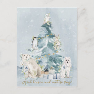 Cartão Postal De Festividades Feriado de Árvore de Natal em Neve