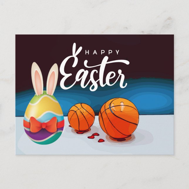 Cartão Postal De Festividades Feriado de Felz pascoa de basquete para jogador (Frente)