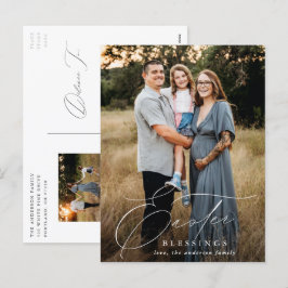 Cartão Postal De Festividades Feriado de Fotografias das Bênçãos de Páscoa Elega