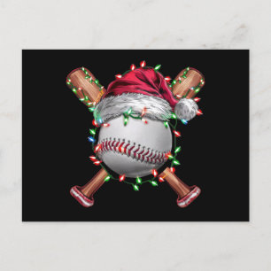 Cartão Postal De Festividades Feriado de Natal com Papais noeis de Baseball no N