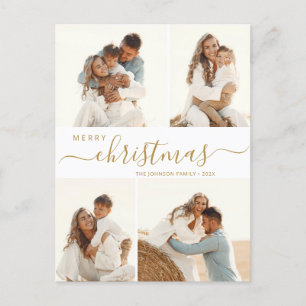 Cartão Postal De Festividades Feriado de Natal do Script de Colagem de Fotografi