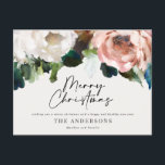 Cartão Postal De Festividades Feriado de Natal elegante e floral moderno e escur<br><div class="desc">Cartão postal de Natal elegante e floral moderno e escuro. texto escrito à na moda e florais de cor d'água impressionantes</div>